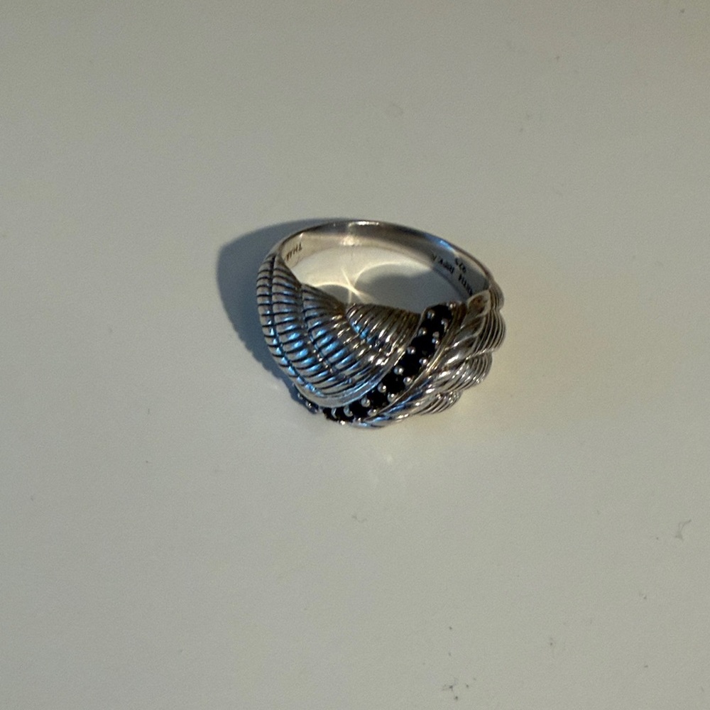 Judith Ripka Silver Ring with Black Bead Accent